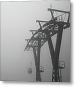 Cable Car In Mist Metal Print