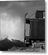 Caboose In Black And White Metal Print