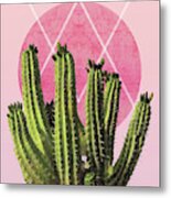 Cactus - Minimal Cactus Poster - Desert Wall Art - Tropical, Botanical - Pink, Green - Modern Metal Print