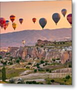 Cappadocia Balloons At Sunrise, Goreme Metal Print