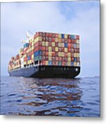 Cargo Ship Transporting Containers Metal Print