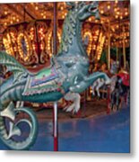 Carousel Dragon Horse Metal Print