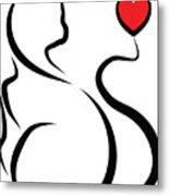 Cat With Heart Metal Print