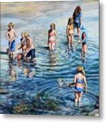 Catching Minnows By The Shore Metal Print