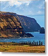 Ceremonial Place With 15 Moai Metal Print