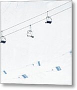 Chairlift And Ski Piste Metal Print