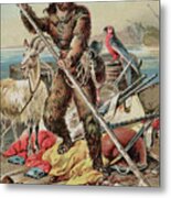 Character From Robinson Crusoe Riding Metal Print