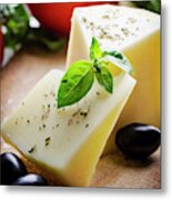 Cheese With Spices And Olives Metal Print