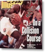 Chicago Bulls Michael Jordan And Portland Trail Blazers Sports Illustrated Cover Metal Print