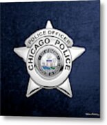 Chicago Police Department Badge -  C P D   Police Officer Star Over Blue Velvet Metal Print