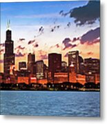 Chicago Skyline At Sunset Metal Print