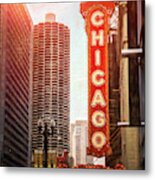 Chicago Theatre Sign Downtown Chicago Metal Print