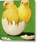 Chicks Coming Out Of Shell Metal Print