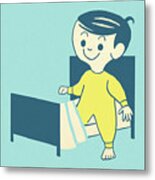 Child Getting Out Of Bed Metal Poster