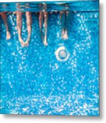 Childrens And Adults Legs Underwater Metal Print