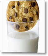 Chocolate Chip Cookie And Glass Of Milk Metal Print