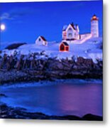 Christmas At Nubble Metal Print