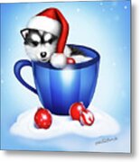 Christmas Coffee Dog Metal Print