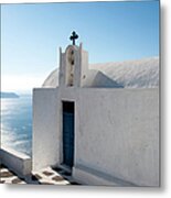 Church Of Worship In Santorini, Greece Metal Print
