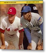 Cincinnati Reds Pete Rose And Chicago Cubs Ernie Banks Sports Illustrated Cover Metal Print