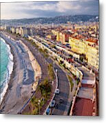 City Of Nice Promenade Des Anglais Waterfront Aerial View Metal Print