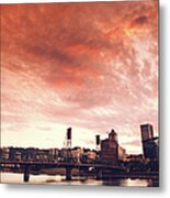 City Of Portland And Hawthorne Bridge Metal Print