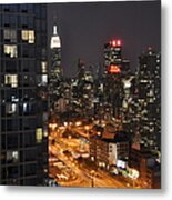 Cityscape By Night From Apartment Window Metal Print