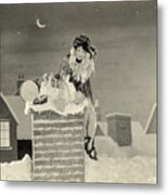 Clara Bow Sitting On Chimney With Toys Metal Print
