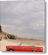 Classic Red Convertible In The Desert - Metal Print