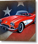 Classic Red Corvette C1 Metal Print