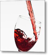 Close Up Of Red Wine Being Poured Into Metal Print