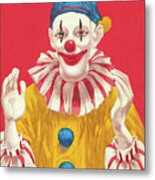 Clown With Hands Raised Metal Print