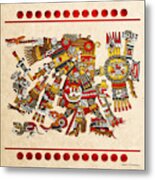 Codex Borgia - Aztec Gods - Tezcatlipoca - Smoking Mirror On Vellum Metal Print
