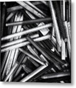 Colored Pencils In Black And White Metal Print