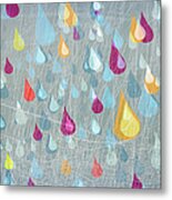 Colored Rain Drops Falling Metal Print