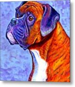 Devoted Guardian - Colorful Brindle Boxer Dog Metal Print