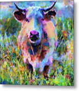 Colorful Cow Modern Impressionism Metal Print