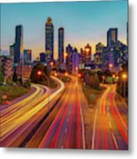 Colorful Night Over The Atlanta Skyline Metal Print