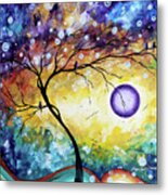 Colorful Whimsical Original Landscape Tree Painting Purple Reign By Megan Duncanson Metal Print