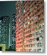 Colors Of A Housing Estate At Night Metal Print