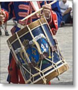 Commemoration Of The French Colonial Army Drum In 18th Century Costume, Quebec, Canada Metal Print