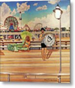 Coney Island Boardwalk Pillow Mural #4 Metal Print