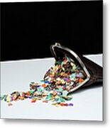Confetti Spilling Out Of A Coin Purse Metal Print