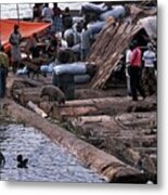Congo Logging Raft Metal Print