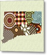 Connecticut State Map Metal Print