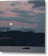 Container Ship Leaves Port Under Metal Print