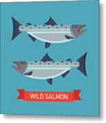Cool Vector Wild Salmon Fish Icon Metal Print