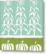 Corn And Pumpkins Metal Poster