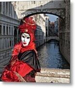 Costumed Figure At Venice Carnival Metal Print