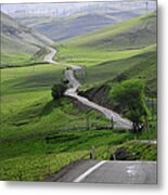 Country Road Through Green Hills Metal Print